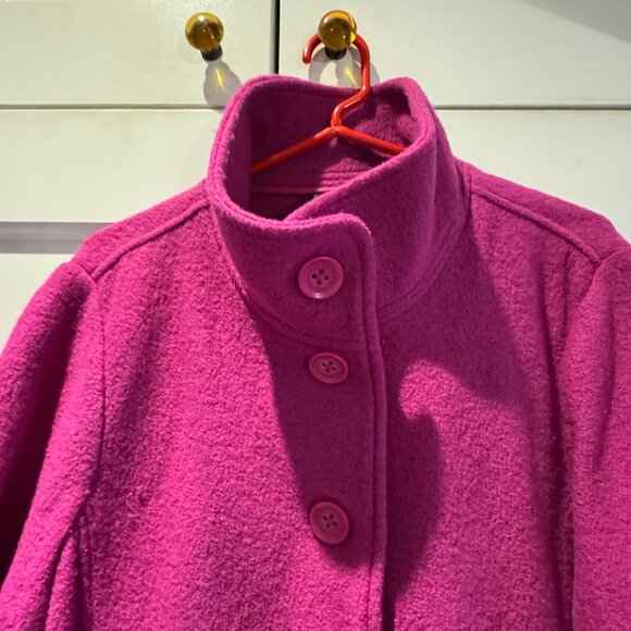 Hot Pink Boiled Wool Lightweight LL Bean XL Petite Coat - Picture 2 of 16
